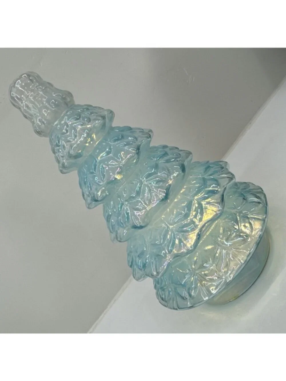 Light Blue Iridescent Glass Christmas Tree LED Lights 11
